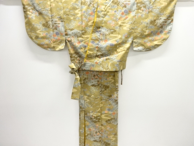 未使用品　流水に草花模様二部式小紋着物